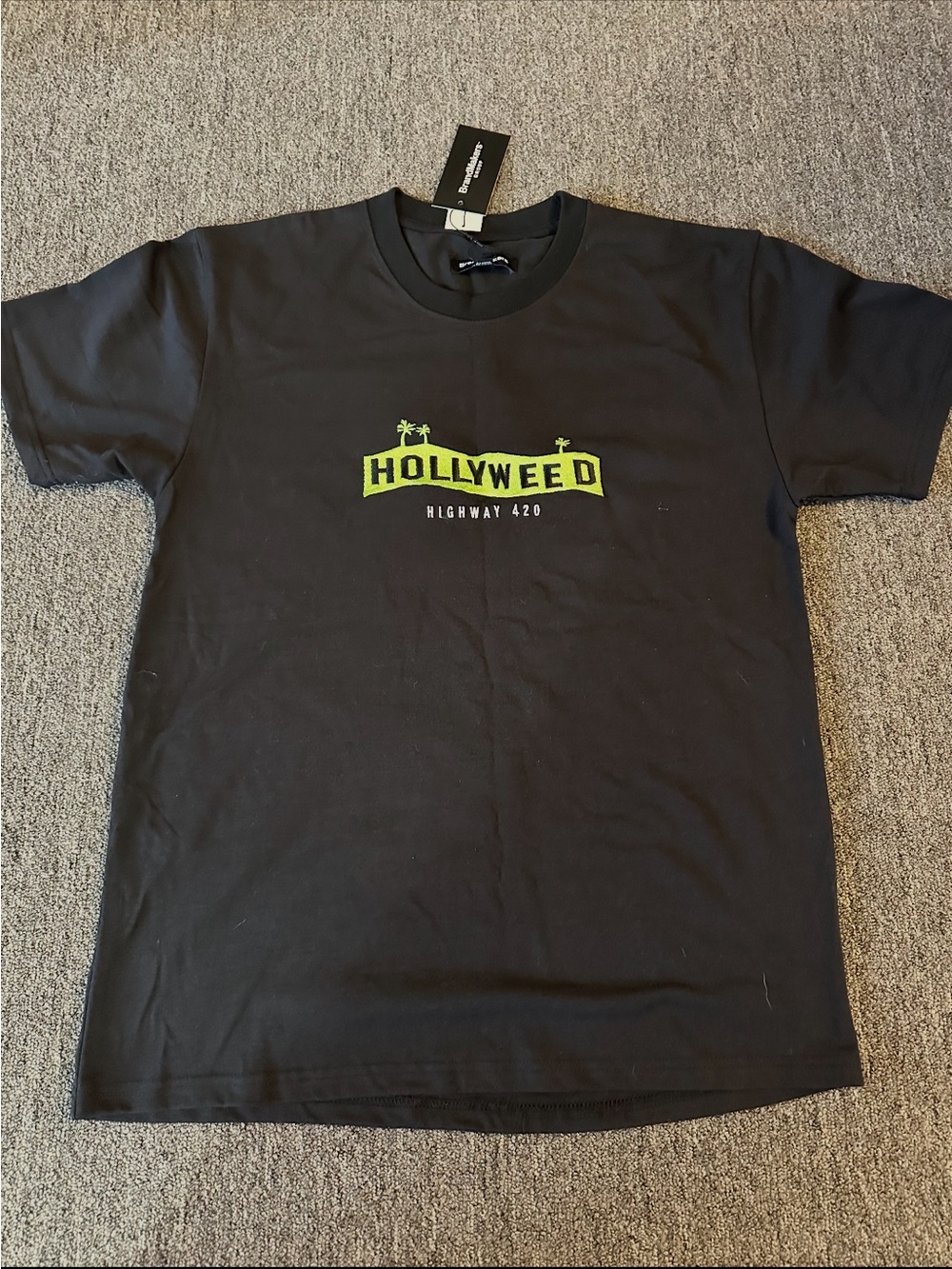 HOLLYWEED Black Graphic Tee - Highway 420 Logo